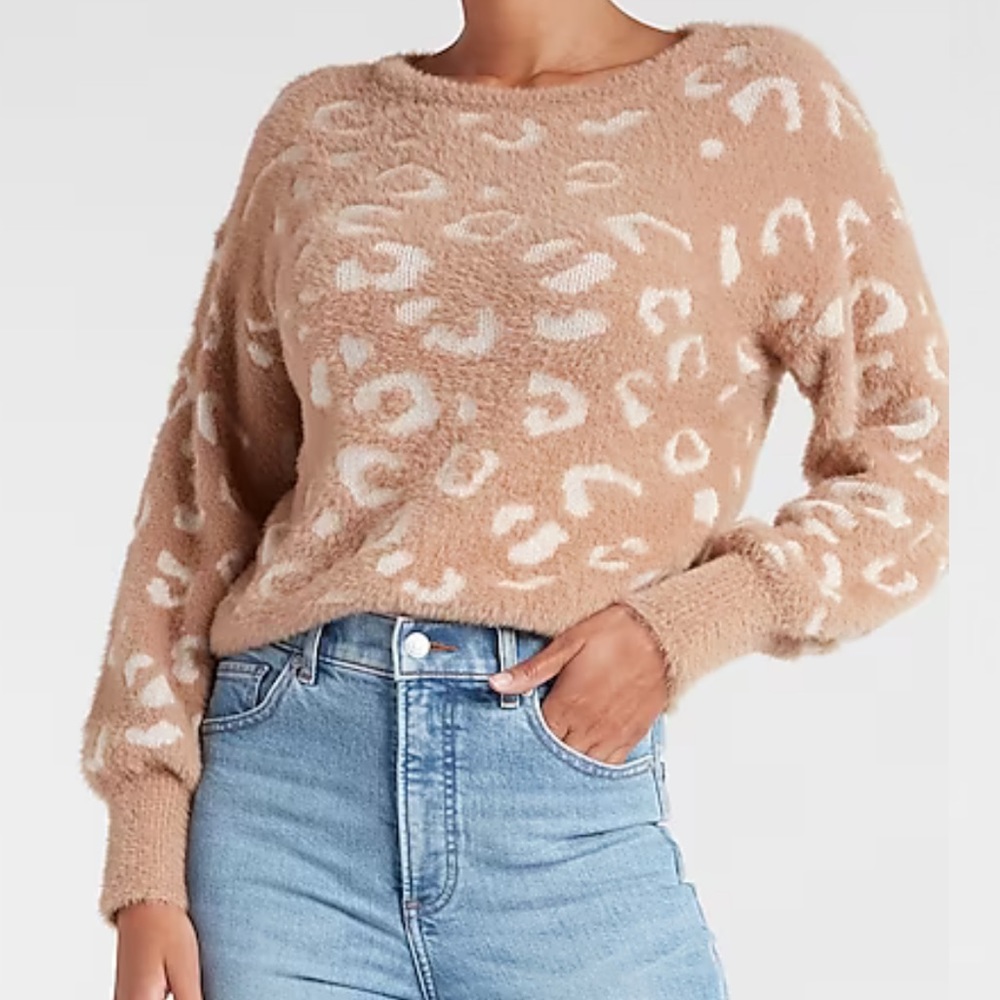 Express Fuzzy Leopard print Sweater size L